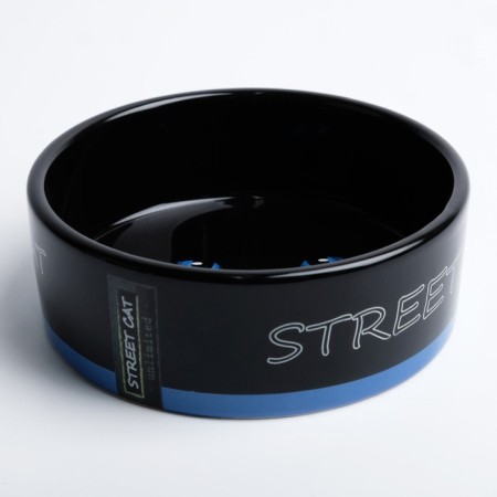 Ceramic bowl "Black cat" 300 ml 12.5 x 4.5 cm, black and blue-2