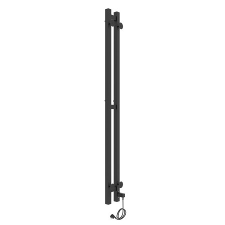 Electric heated towel rail Laris Prime Chekch, 80x1200 mm, 2 crossbars, left, black-2