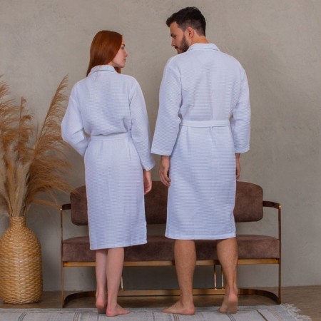 Wafel unisex robe, size XL, white color-1