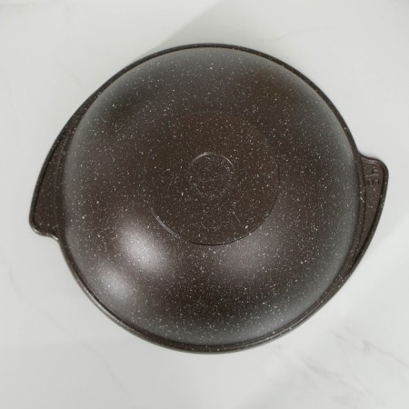 Kazan, 4.5 l, glass cover, cast handles, anti -stick coating, coffee marble color-2