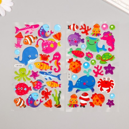 Sticker plastic volumetric "Underwater World" mix 20.4x9.7 cm