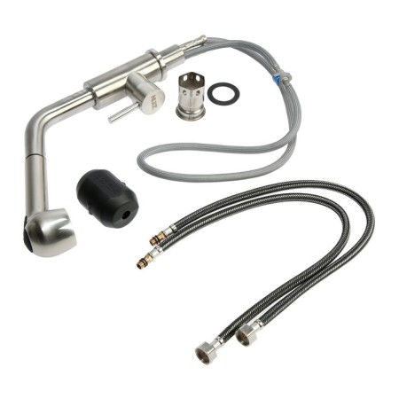 Zein Z89 sink mixer, outgoing spout, 35 mm cartridge, stainless steel, satin-9
