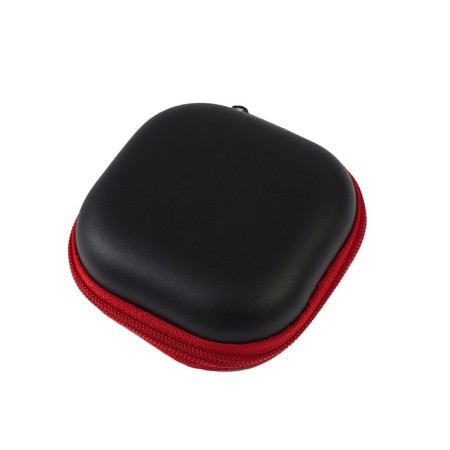 Headphone case, square, mat. top: eco -leather, 80x80x30 mm, black-3