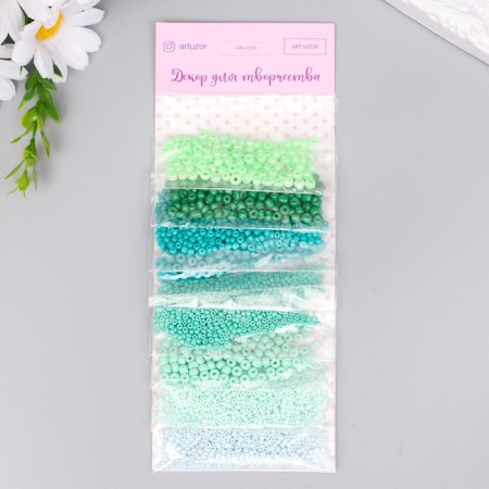 Round beads "shades of green" 8 colors x 10 grams-3
