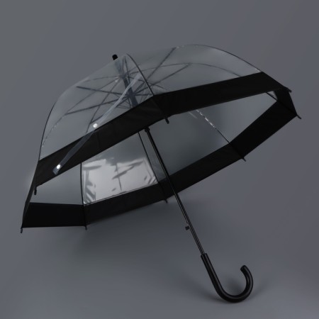 Umbrella - semi -automatic cane "Kant", 8 spokes, r = 43 cm, black/transparent color-2