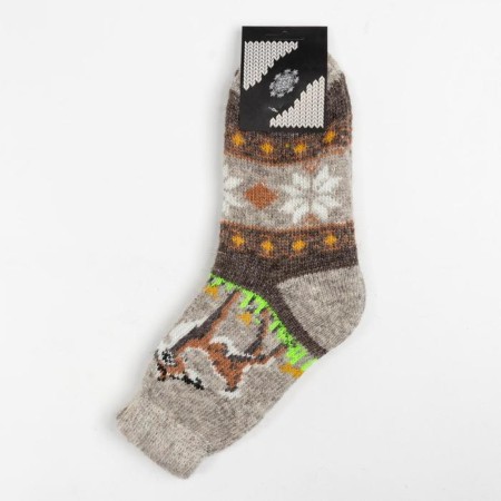 New Year. Women's Woolen socks "Deer", gray color, size 25-2