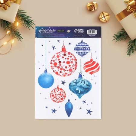 Interior sticker with the luminous layer "New Year's toys", 21 x 29.7 x 0.1 cm, New Year-1