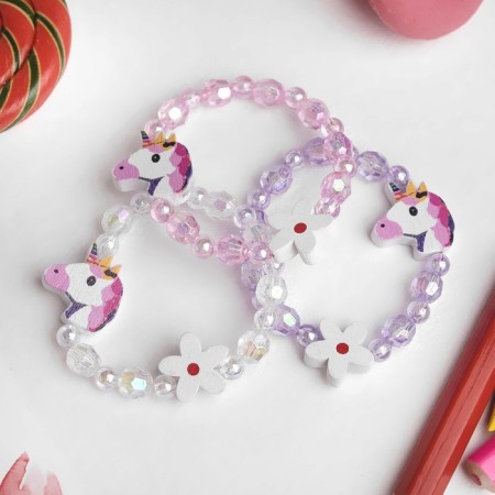 Bracelet Children's "Choselka" unicorn with a flower, color mix