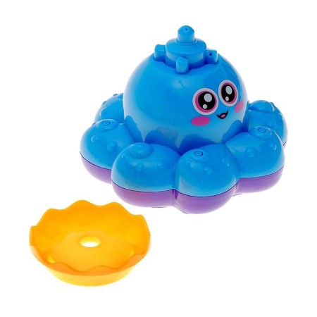 The octopus bath toy, a fountain, a button on, the color of a mix, crumb I-11