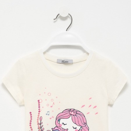 T-shirt for a girl, color light-beige, height 104-1