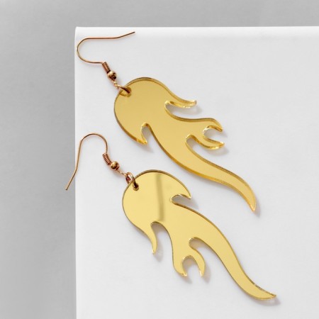 Acryl Earrings "Fire", golden color in gold-2