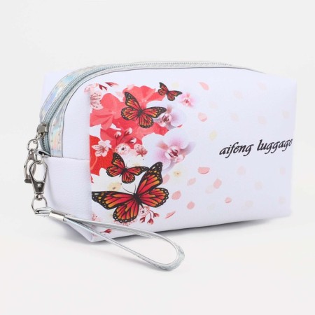 Cosmetic bag with lightning, white/red color