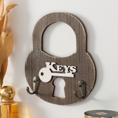 Hooks decorative wood "lock" 15x17x4 cm-1