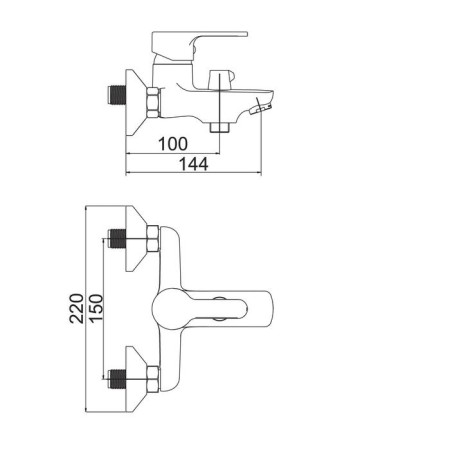 Accoona A6367G bath mixer, one -leaf, with a side divertor, Silumin, White-5
