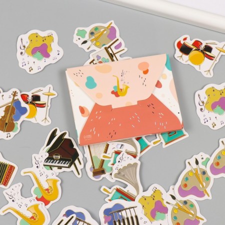 Stickers for creativity "Art and music" embossing gold set 48 pcs 9x7x0.8 cm-6