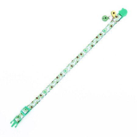 Textile collar "avocado" with a bell and pendant, 19-32 x 1 cm-3