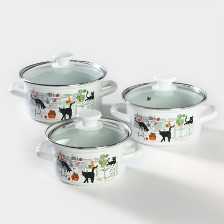 Set of pots "Trinity", 3 subjects: 1 l, 1.5 l, 2.3 l, enameled steel