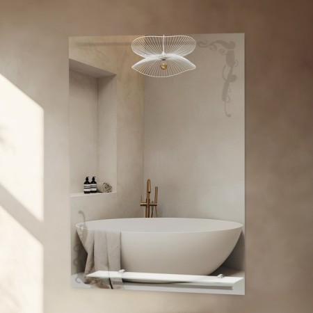 Vintage mirror, with sandblasting graphics, wall, with a shelf, 49 × 68 cm