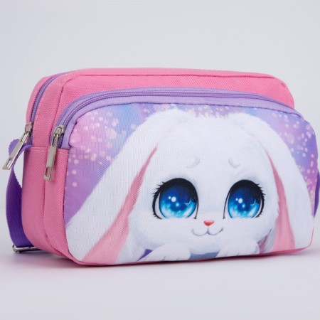 Children's textile bag, 2 pockets, 22x14x6cm, "Bunny with flowers"-2