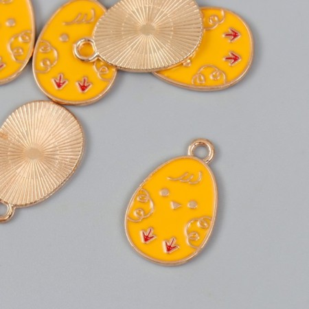 Decor for creativity metal, enamel "Egg - chicken" 1.4x2.2 cm