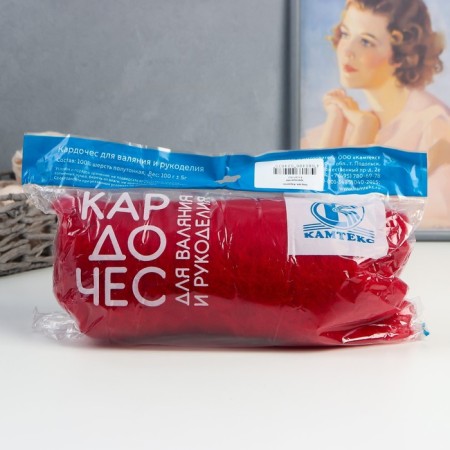 Fasting wool "cardoches" 100% half -toned wool 100g (046 red) mix