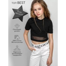 TOP for a girl with a grid Best, height 134 cm, black color