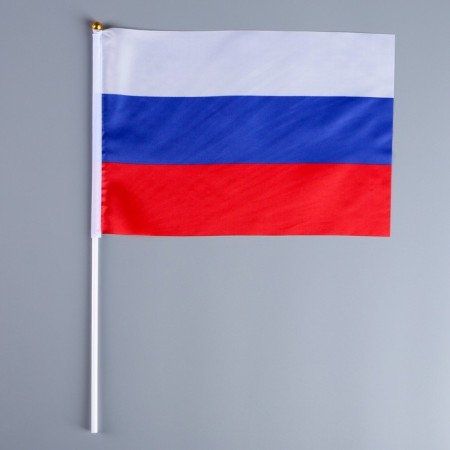 Russian flag, 20 x 30 cm, rod 40 cm, polyester silk