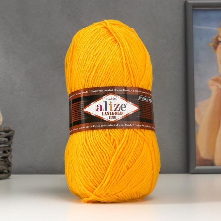 Yarn "Lanagold fine" 49% wool, 51% acrylic 390m/100g (216 Canary)
