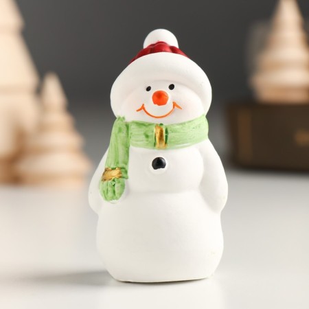 Souvenir Ceramics "Snowman in a red hat and green scarf" MIX 3.5x2.8x6.5 cm-1