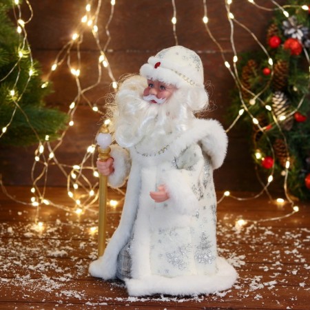 Santa Claus "with a flashlight on the staff and patterns on the fur coat" moves, 30x14 cm, white-7