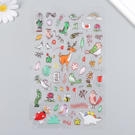Sticker Plastic volumetric "zoo" MIX 14.5x26 cm