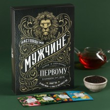 A set of tea is a “real man”, weight tea 40 g (2 pcs. X 20 g), tea in bags 21.6 (12 pcs. X 1.8 g).