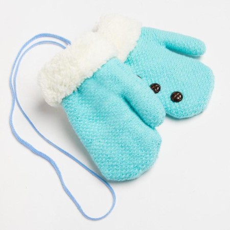 Baby mittens Minaku with buttons, 15 rp (15 cm), central blue-1