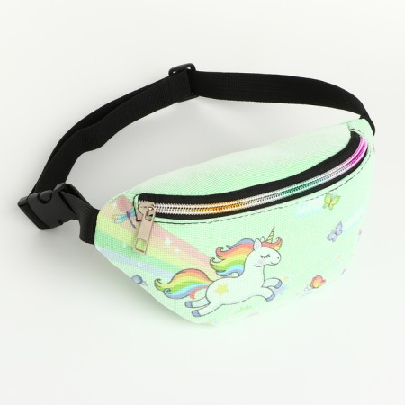 Board children's belt on a zipper, green color