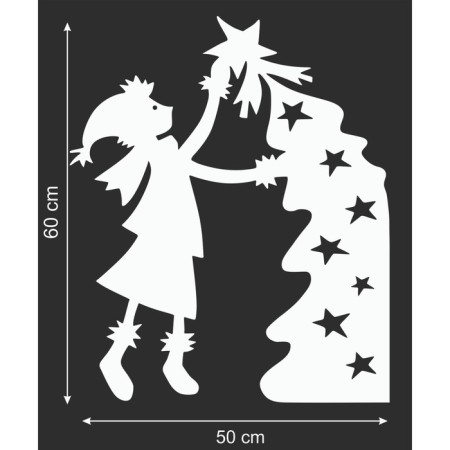 Decorative sticker for windows "Dwarf and Christmas tree" 50x60 cm-1