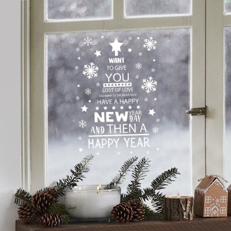 Stickers for the windows "Winter Christmas tree", reusable, 33 x 50 cm, New Year-2