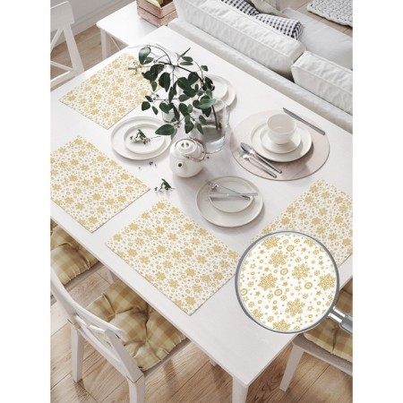 A set of napkins for setting the Golden Snowflake table, rectangular, size 32x46 cm, 4 pcs-1