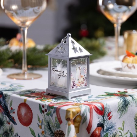 LED figure "Silver Lantern with a fox" 6.3 × 12 × 6.3 cm, plastic, batteries AG13x3, glow warm white-1