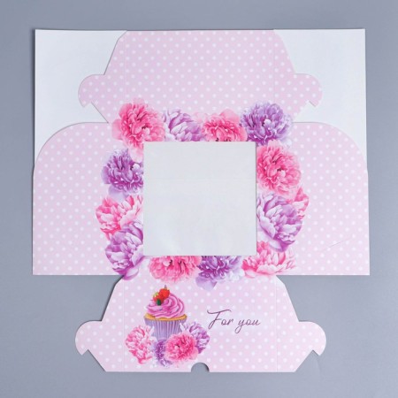 Capcake box, confectionery packaging with a window, 4 cells "Piono", 16 x 16 x 10 cm-5