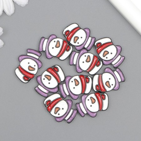 Decor for creativity plastic "Snowman in the purple hat" 2.8x2x0.5 cm-2