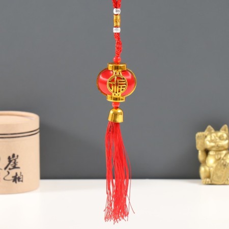 Plastic suspension, textile "Chinese flashlight with a bell" 4x4x18 cm