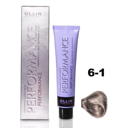OLLIN PROFESSIONAL PERFORMANCE hair cream, tone 6/1 Dark Brusty Anti, 60 ml