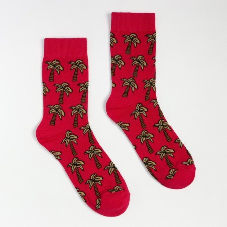 Women's socks "palm trees", pink color, size 23-25-1