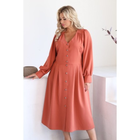 Female dress, size 52, terracotta color-15