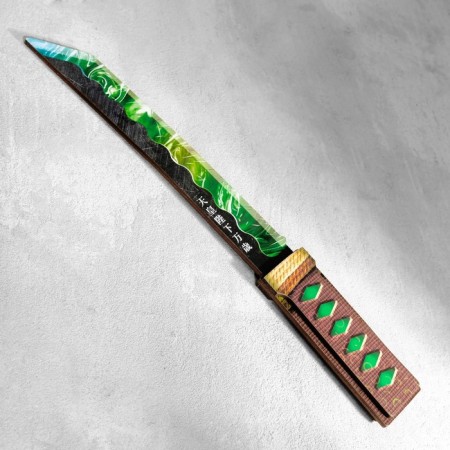 Wooden souvenir "Tanto knife", in a scabbard, green-2