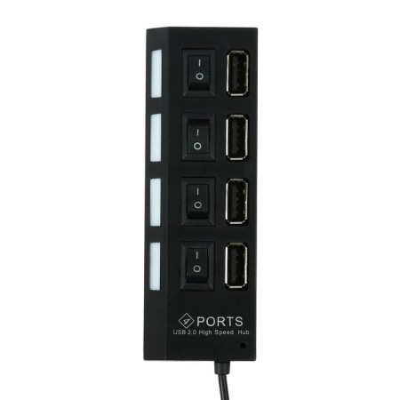 USB Luazon USB, 4 ports with individual switches, black-2