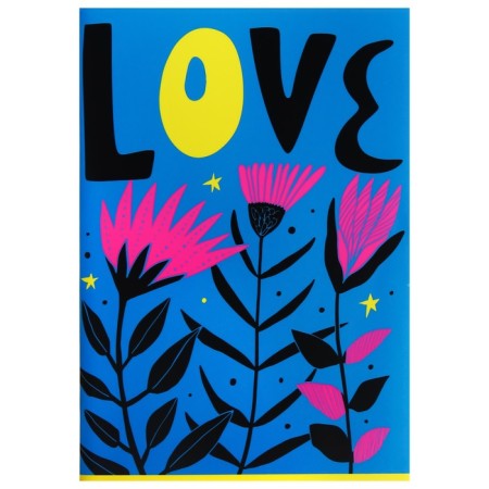 A4 notebook, 96 sheets in a cage on a clip of love you, cover coated cardboard, neon, mix-3