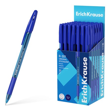 Ballic handle, Erichkrause, R-301 Stick & Grip Original, Node 1.0 mm, convenient vagnation, blue