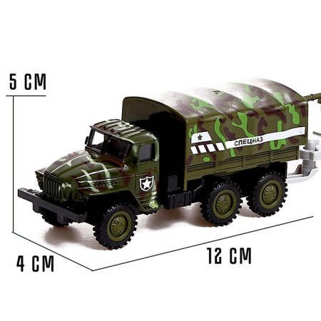 Metal truck "Ural" Army with a trailer ", inertia, scale 1:43, green color-1