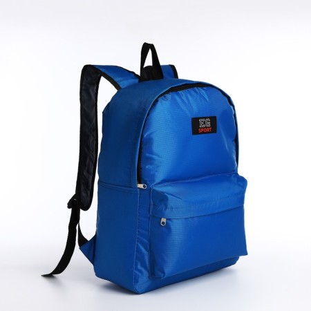 A backpack with a zipper, external pocket, blue color-2